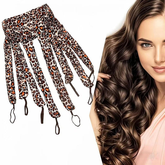 Satin Heatless Hair Curler for Long Hair - Adjustable 8 Rollers Set, Overnight Sleeping Curlers Headband for Natural Waves, No Heat Damage, DIY Styling Kit for Women & Girls(Leopard Color) - Medaid International