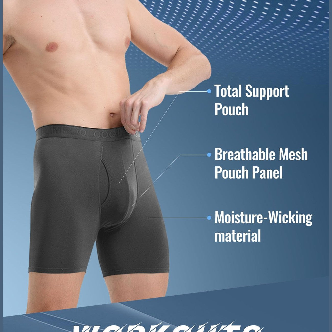 BAMBOO COOL Mens Underwear Support Pouch Men's Boxer Brief Breathable Underwear 3 pack(Medium) - Medaid International