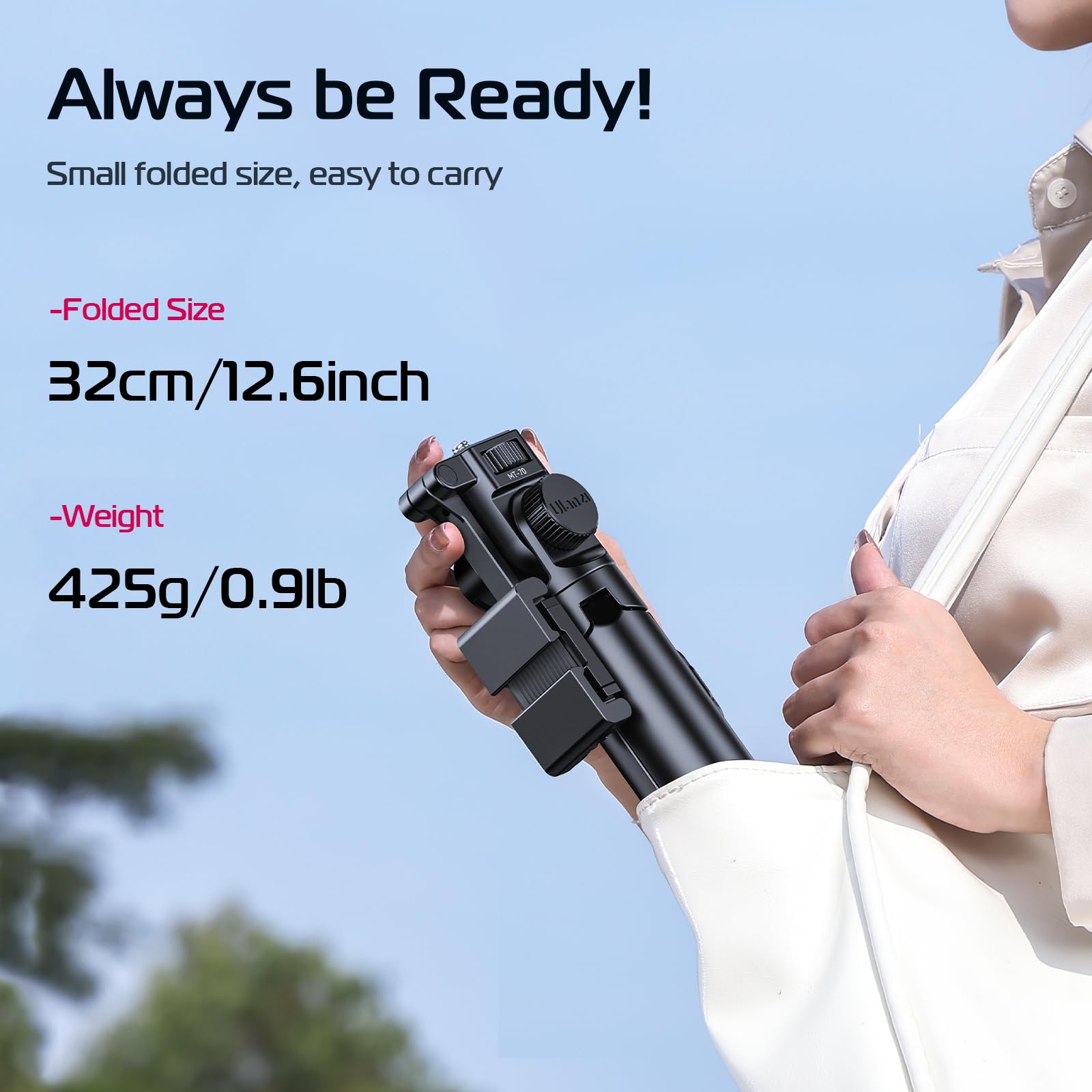 ULANZI MT-70 Extendable Tripod, 63" Selfie Stick Vlog Tripod Stand with 2 Phone Clips as Teleprompter, 360° Rotate Camera Holder for iPhone, Sony, Canon, DJI Osmo Nano, Lightweight for Travel, Black - Medaid International