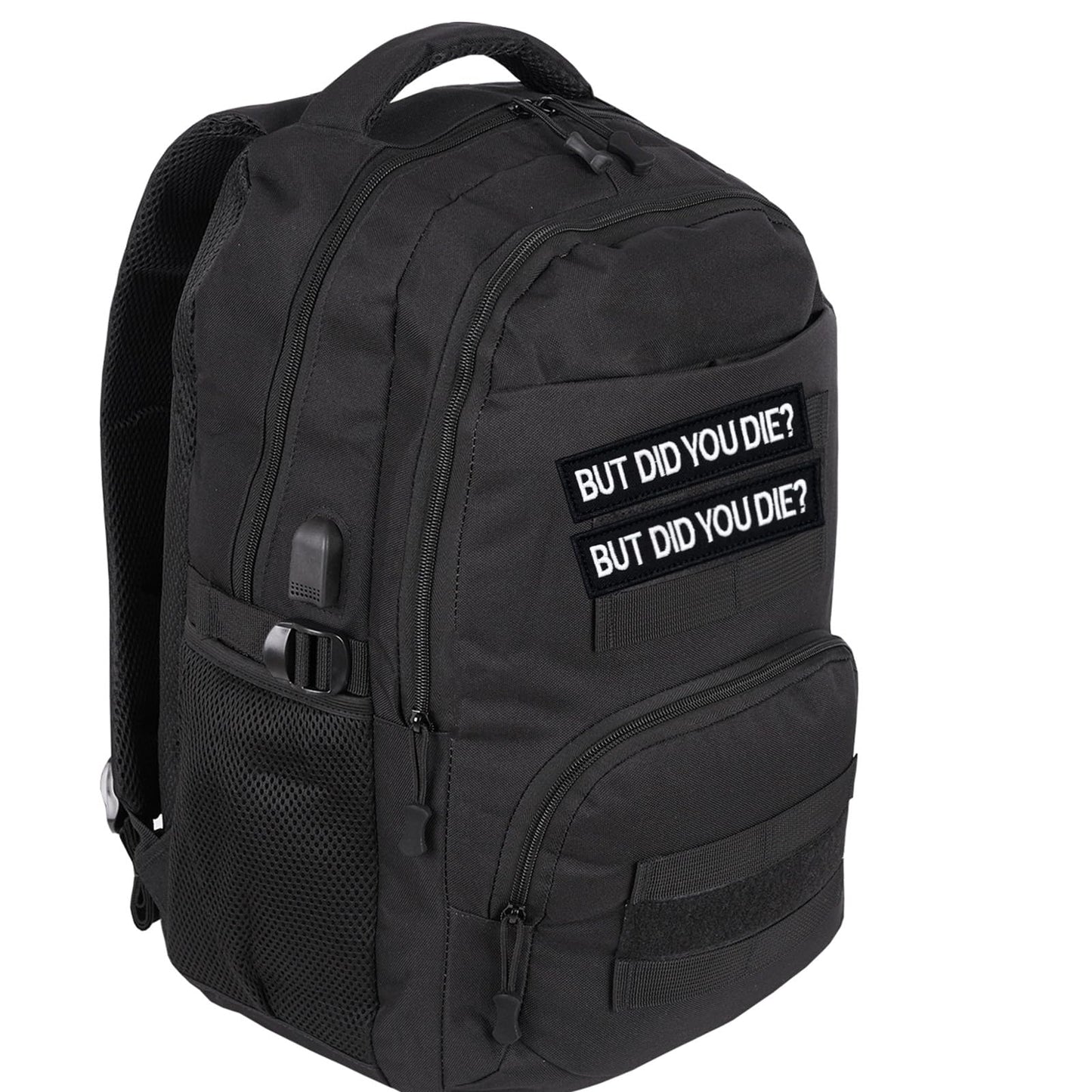 AxiyanX But Did You Die Morale Tactical Patches 4 * 1inches,Removable Embroidered Tag Hook Fastener, Funny Patch,Patches for Tactical Backpack,Clothing (Black-But Did You Die) - Medaid International