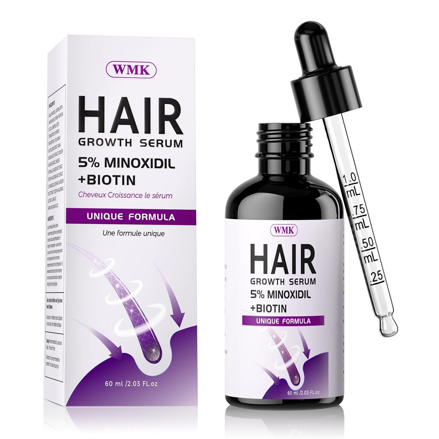 5% Minoxidil for Men and Women Hair Growth Oil, Biotin Hair Serum, 2.03 fl oz - Medaid International