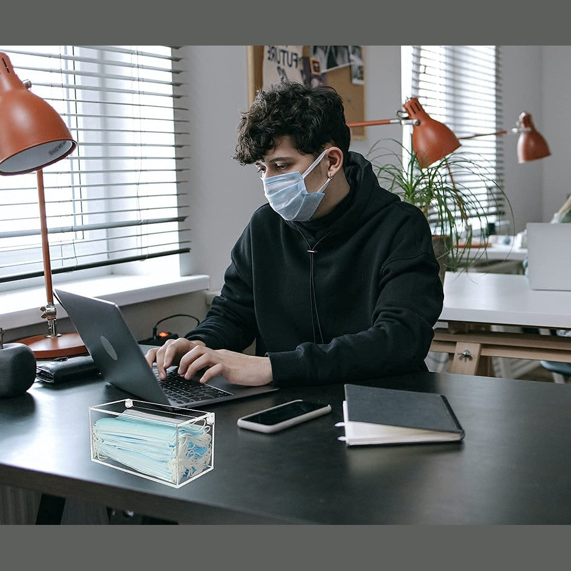 Creative Planet - Mask Dispenser, Hygienic Acrylic Mask Holder and Storage Box, High Clarity Mask Case for Home Office Car, Transparent Acrylic Container - Medaid International