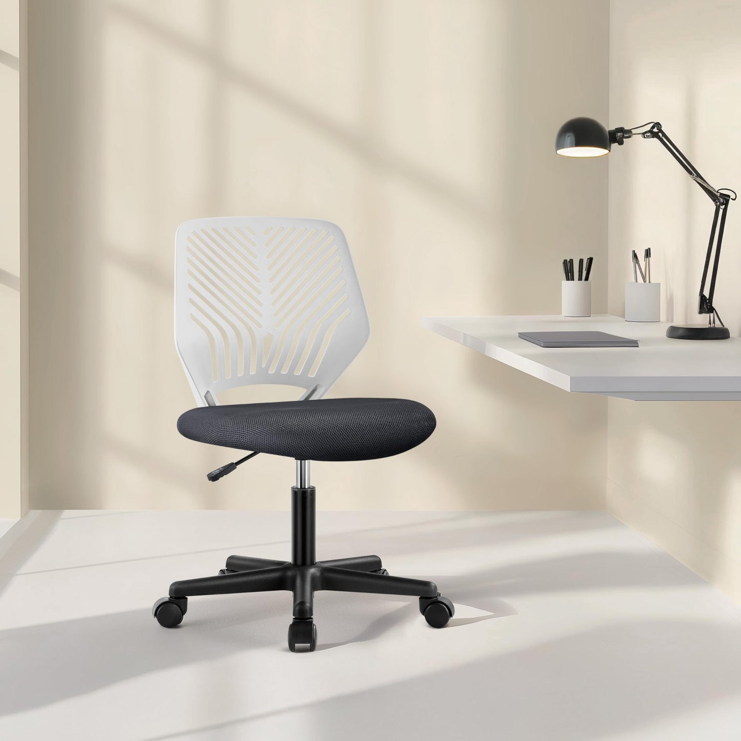 Yaheetech Students Cute Desk Chair Low-Back Armless Study Chair w/Lumbar Support Adjustable Swivel Chair in Home Bedroom School, Dark Gray - Medaid International