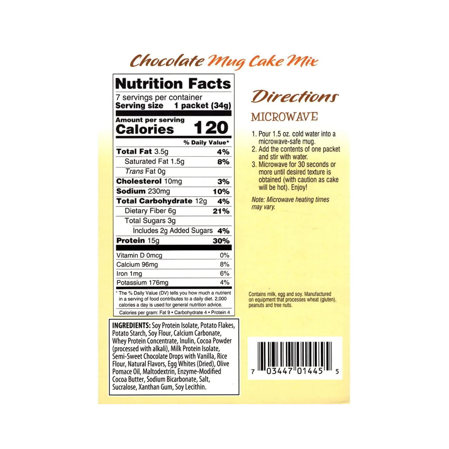 FITWISE - High Protein Mug Cake Mix, 15g Protein, Low Calorie, Low Net Carbs, Low Fat, High Fiber, Gluten Free, Ideal Protein Compatible, 7 Servings Per Box (Chocolate) - Medaid International
