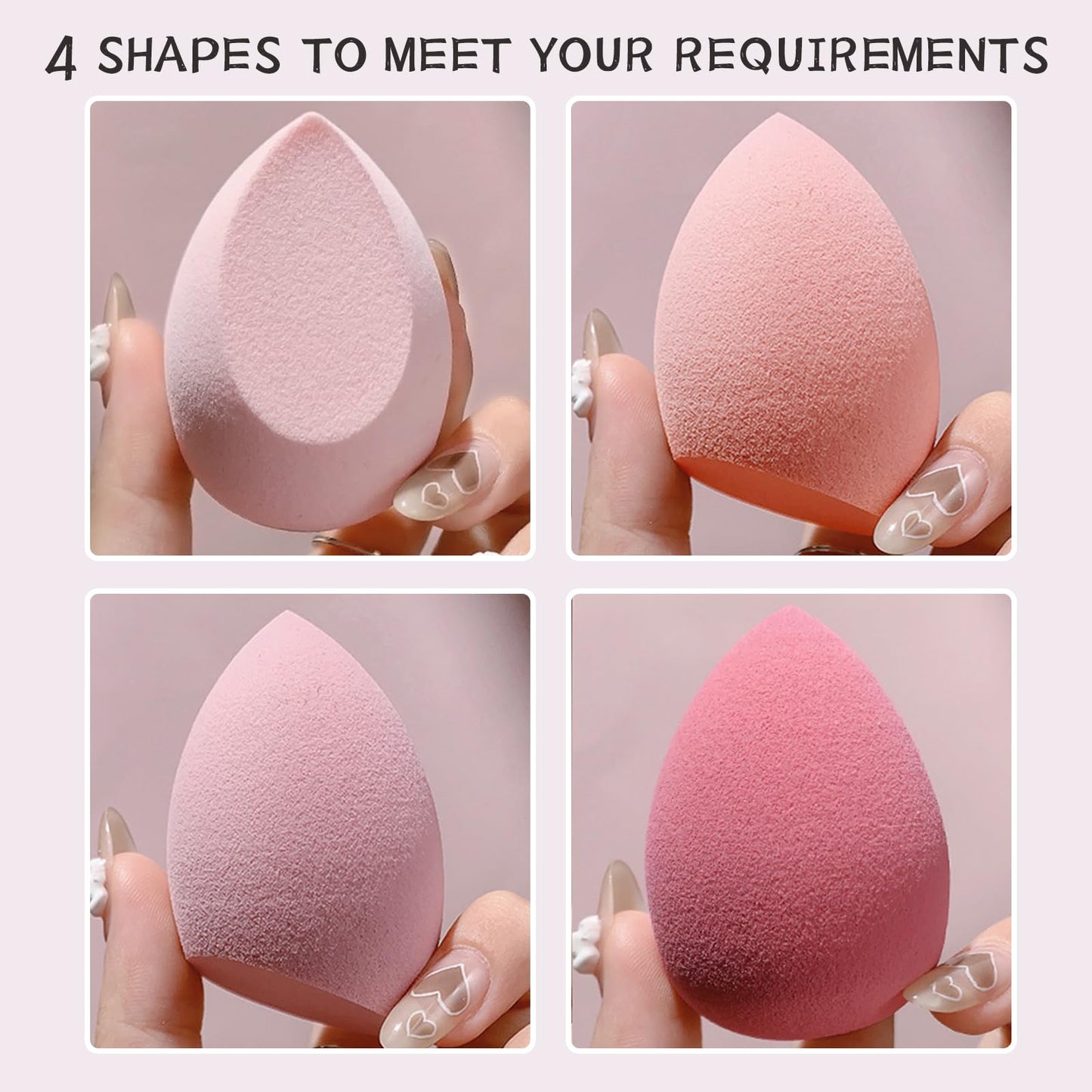 Makeup Sponges Set 4Pcs of Beauty Eggs Makeup Sponges for Foundation and Durable Suitable for Girls and Women(Pink) - Medaid International