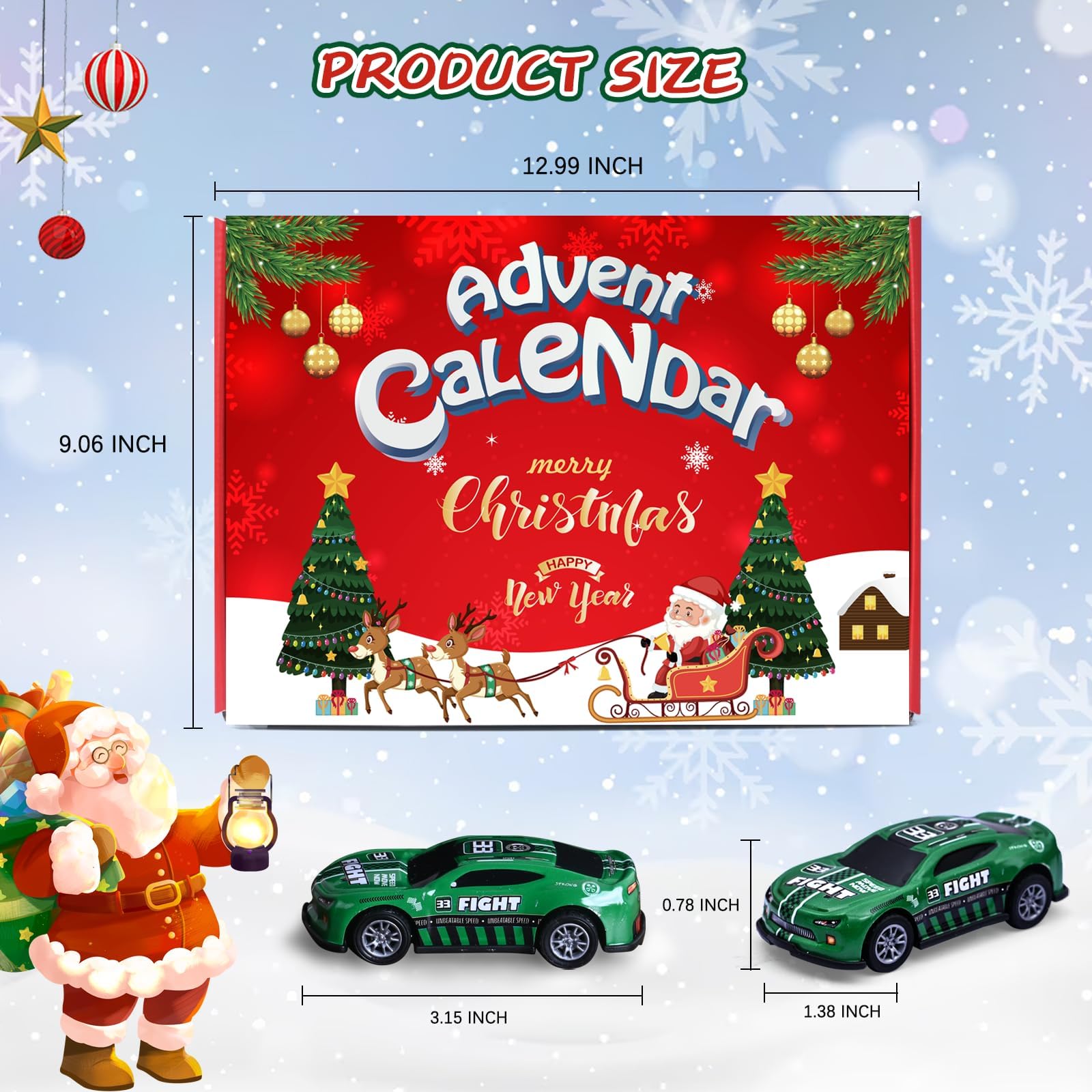 Bupelo Christmas Advent Calendar 2025, Christmas Advent Calendar with Pull-Back Racing Car Toys, 24 Days Christmas Countdown Calendar Gifts for Kids, Christmas Party Favor, Classroom Prizes Xmas Gift - Medaid International