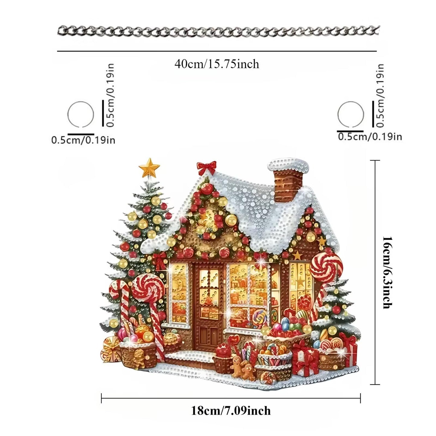 Christmas Gingerbread House Acrylic Ornament, Festive Hanging Decor with Candy & Tree Elements/1PC - Medaid International