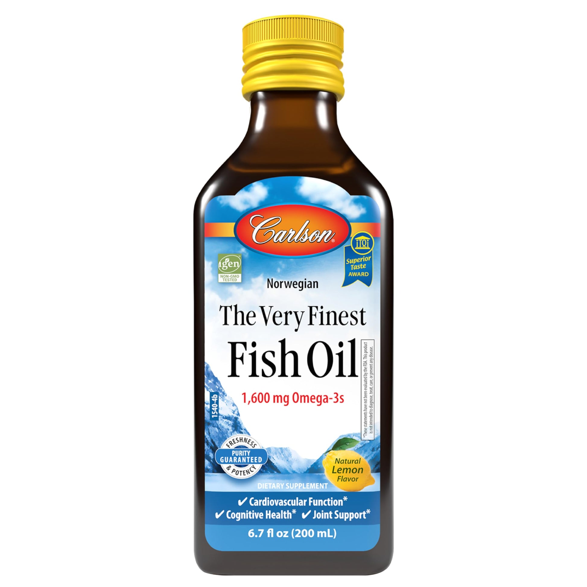 Carlson - The Very Finest Fish Oil, 1600 mg Omega-3s, Liquid Fish Oil Supplement, Norwegian Fish Oil, Wild-Caught, Sustainably Sourced Fish Oil Liquid, Lemon, 200ml, 6.7 Fl Oz - Medaid International