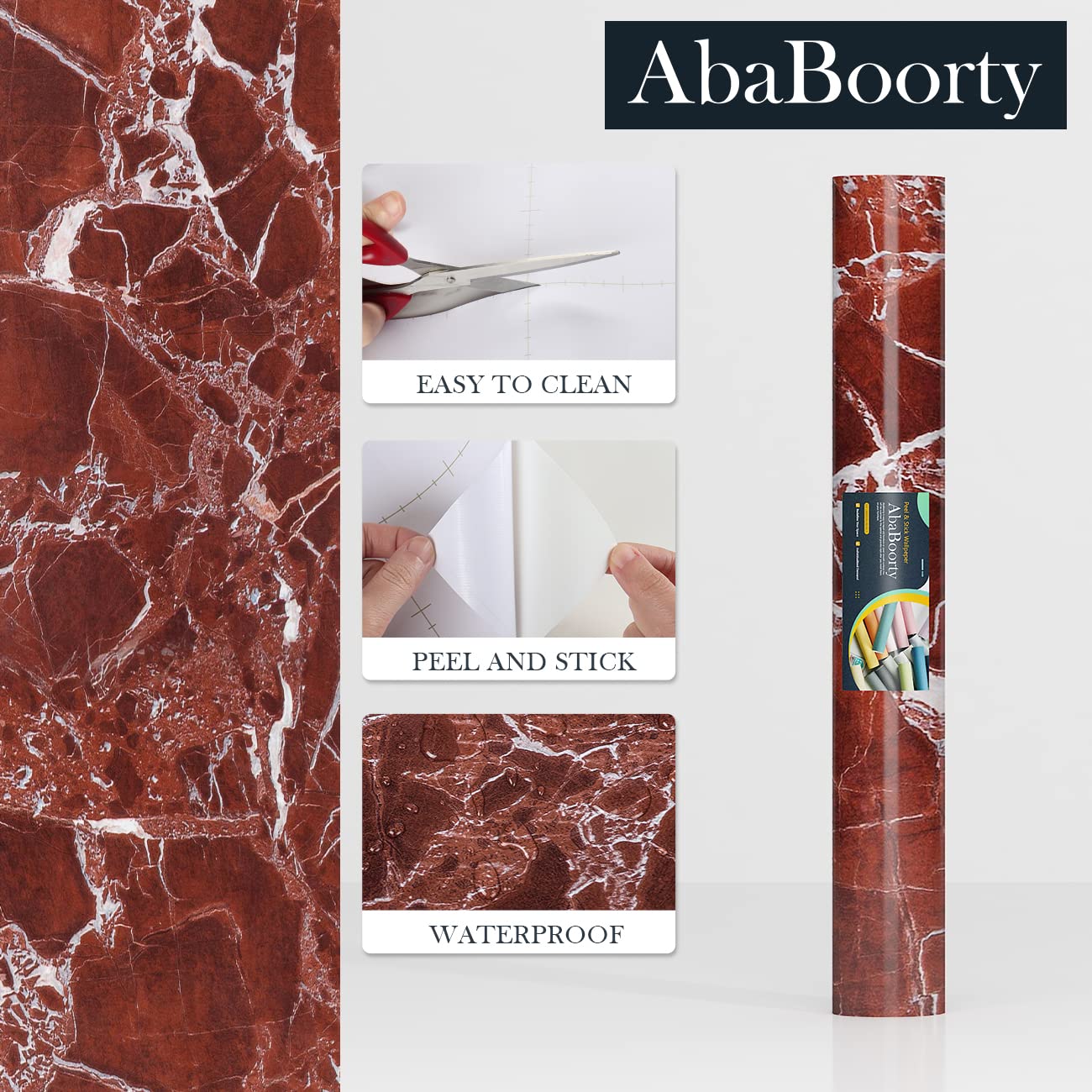 AbaBoorty 400"x15.8" Dark Cherry Red Marble Wallpaper for Countertops Waterproof Faux Granite Contact Paper Covers Counter Top Self Adhesive Vinyl Wall Paper for Decor Bathroom Counters Vanity Desk - Medaid International