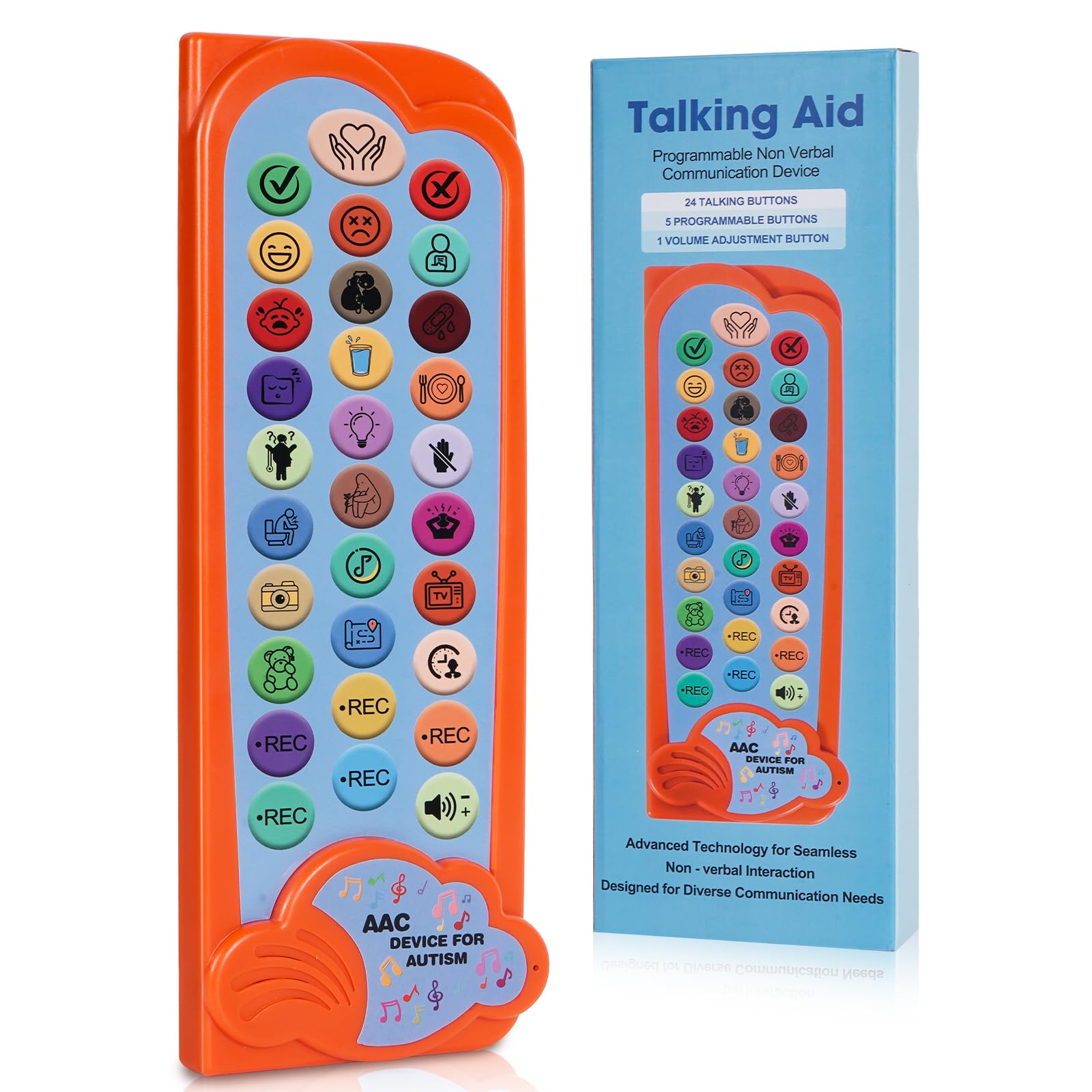 AAC Device for Autism Communication Device for Nonverbal Kids & Adults, Non Verbal Communication Tools for Speech Therapy, Autism Talking Aids with 5 Programmable Buttons & Adjustable Volume - Medaid International