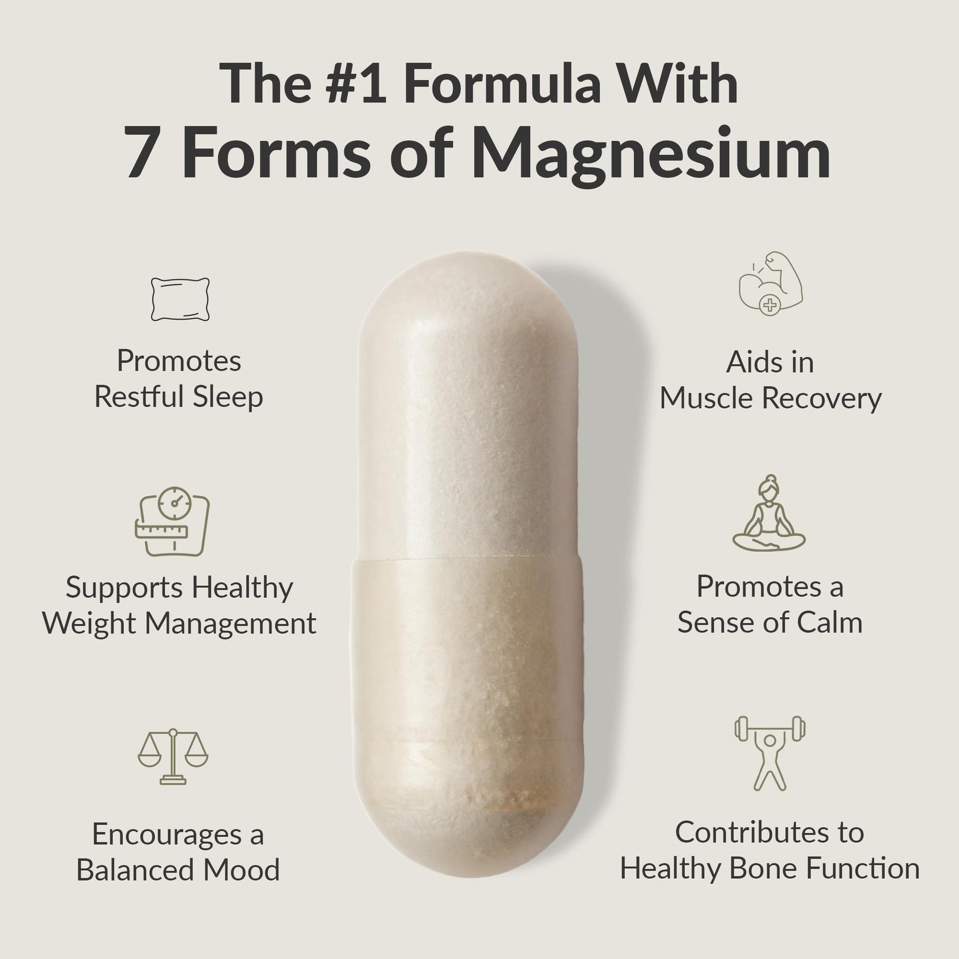 BIOptimizers Magnesium Breakthrough Complex Supplement with 7 Forms of Mg: Glycinate, Malate, Citrate, and More - Natural Support for Sleep and Cognitive Function - 60 Capsules- Calming Vitamins - Medaid International