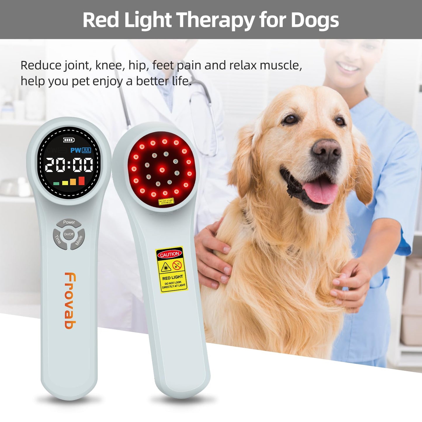 Frovab Cold Light Therapy Machine, 4x980nm+4x810nm+16x660nm, Red Light Therapy Device at Home, Infra Red Light Therapy for Pain, Hand Held Red Light Therapy Device for Elbows, Knees, Shoulders, Hands - Medaid International