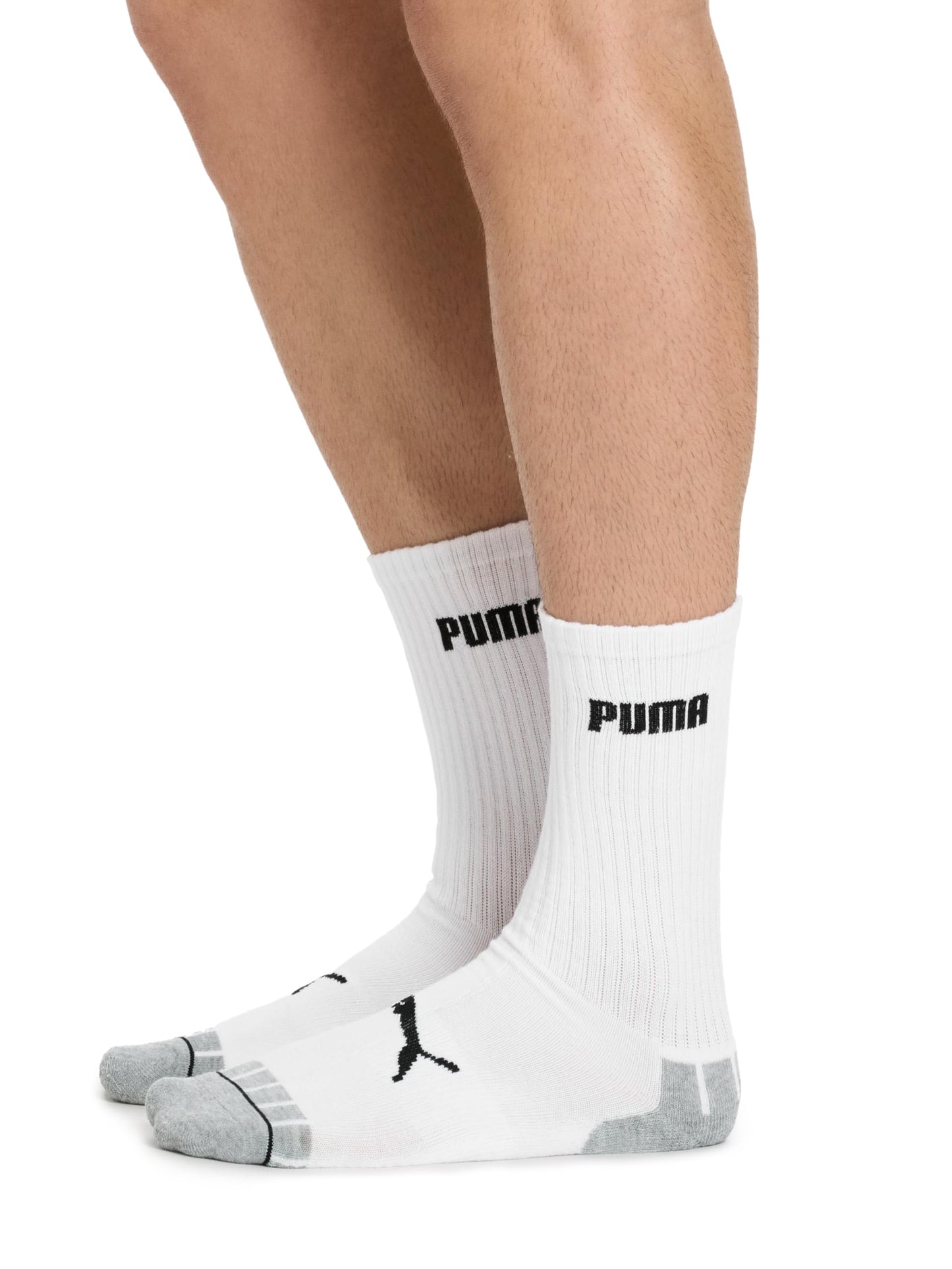 PUMA Men's 8 Pack Athletic Cushioned Crew Socks, White/Black, 43-47 - Medaid International