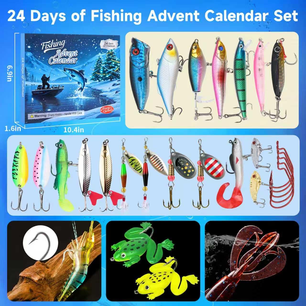 Fishing Advent Calendar for Adult 2025 Fishing Lure Advent Calendar 24 Days Christmas Countdown Calendars Tackle Lures Gifts For Men - Medaid International