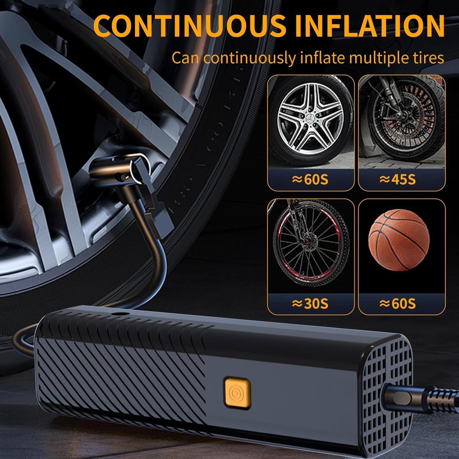 Tire Inflator Portable Air Compressor - Air Pump for Car Tires with Tire Pressure Gauge MK-322 - Medaid International