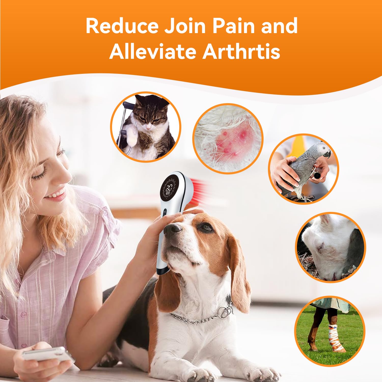 BETISBE Cold Laser Therapy for Pet Animals Vet Muscle & Joint Pain Relief Wound Healing Care，Reduces Inflammation，Near Infrared Light Therapy Device for Dogs Cats Horses with Upgrade Magneti Cover - Medaid International