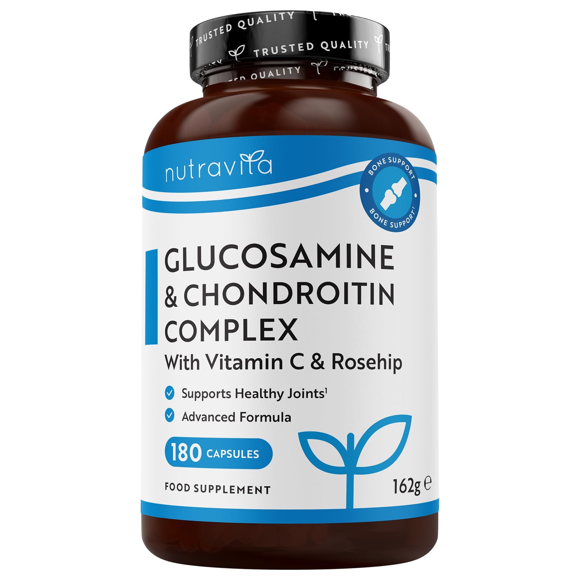 Glucosamine and Chondroitin Complex – 180 High Strength Capsules – Contributes to The Maintenance of Normal Immune System – with Vitamin C, Turmeric, Ginger and Rosehip - Medaid International