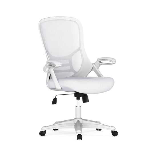 Flash Furniture Porter High-Back Swivel Office Chair with Adjustable Lumbar Support and Height, Ergonomic Mesh Desk Chair with Flip-Up Armrests, White - Medaid International