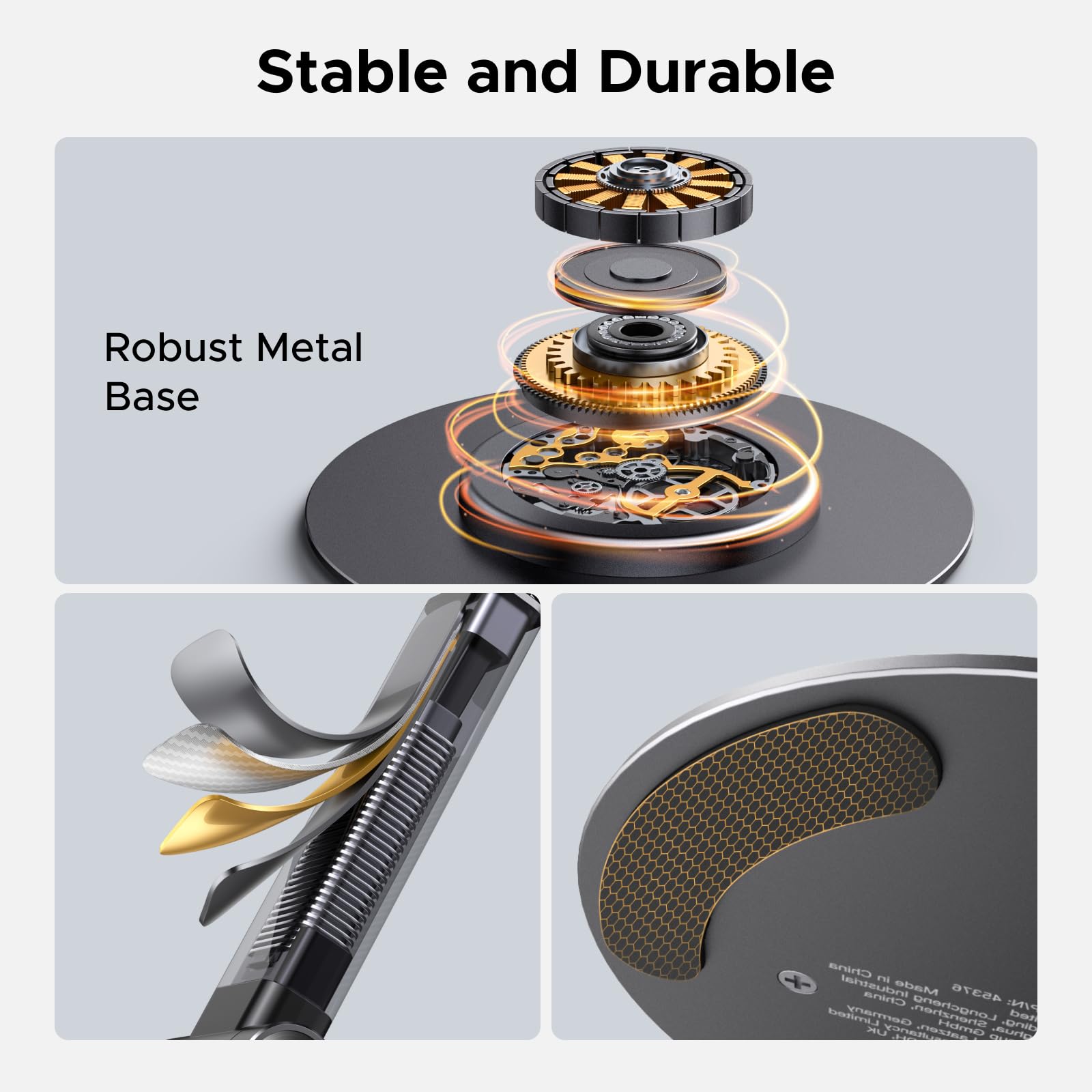 UGREEN Magnetic Phone Stand for MagSafe, Height Adjustable iPhone Stand for Desk with 360° Rotation Compatible for iPhone 17 Air 16 Pro 15 Pro Max 14 Plus 13 12 and MagSafe Case, Black - Medaid International