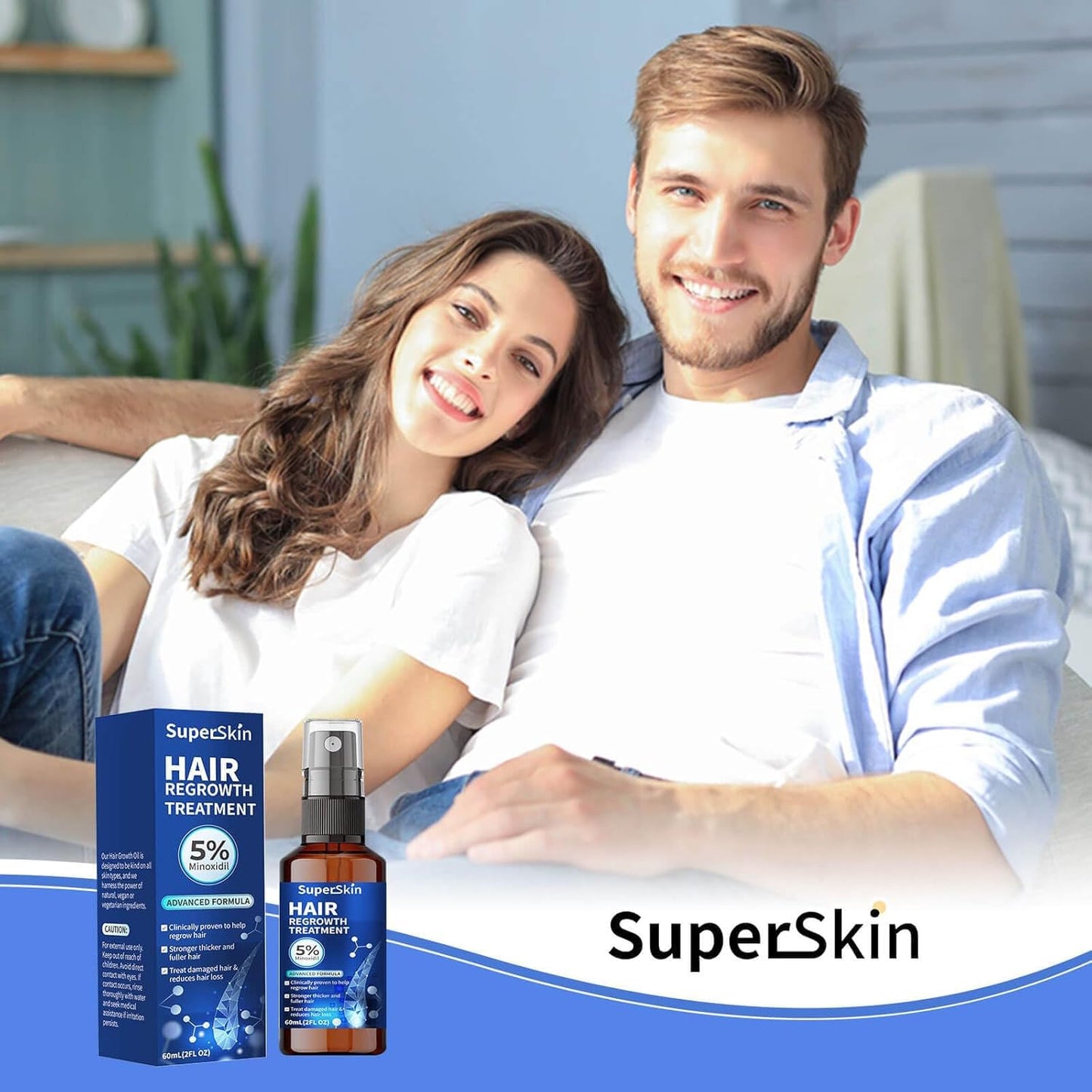 5% Minoxidil Hair Growth Serum For Men and Women 60Ml Hair Regrowth Treatment Spray For Stronger Thicker Longer Hair Help to Stop Thinning and loss hair 1 Month supply - Medaid International