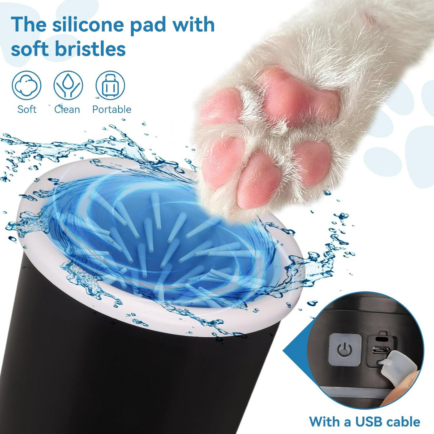 Dog Pet Foot Cleaner Rechargeable Soft Brushes for Small & Medium Dogs - Medaid International