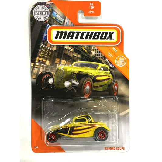 Matchbox 2020 MBX City #95/100 Moon Eyes '33 F0rd Coupe (Yellow) - Medaid International
