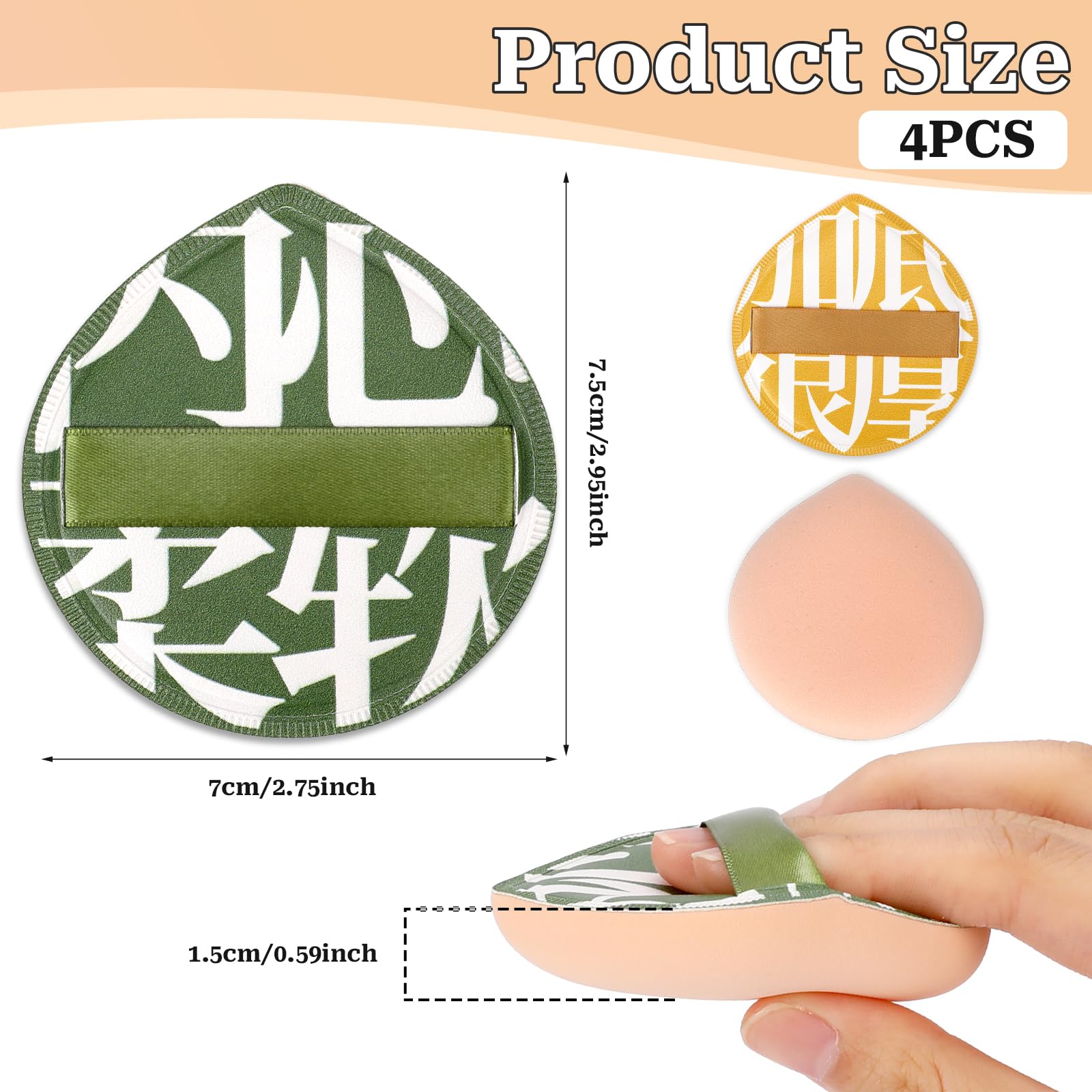 4 Pcs Korean Makeup Sponge Puff for Foundation Concealer and Powder Teardrop Setting Powder Puff Makeup Cushion Puff Foundation Sponge Blender Sponge for Liquid, Cream, and Powder (Large Size) - Medaid International