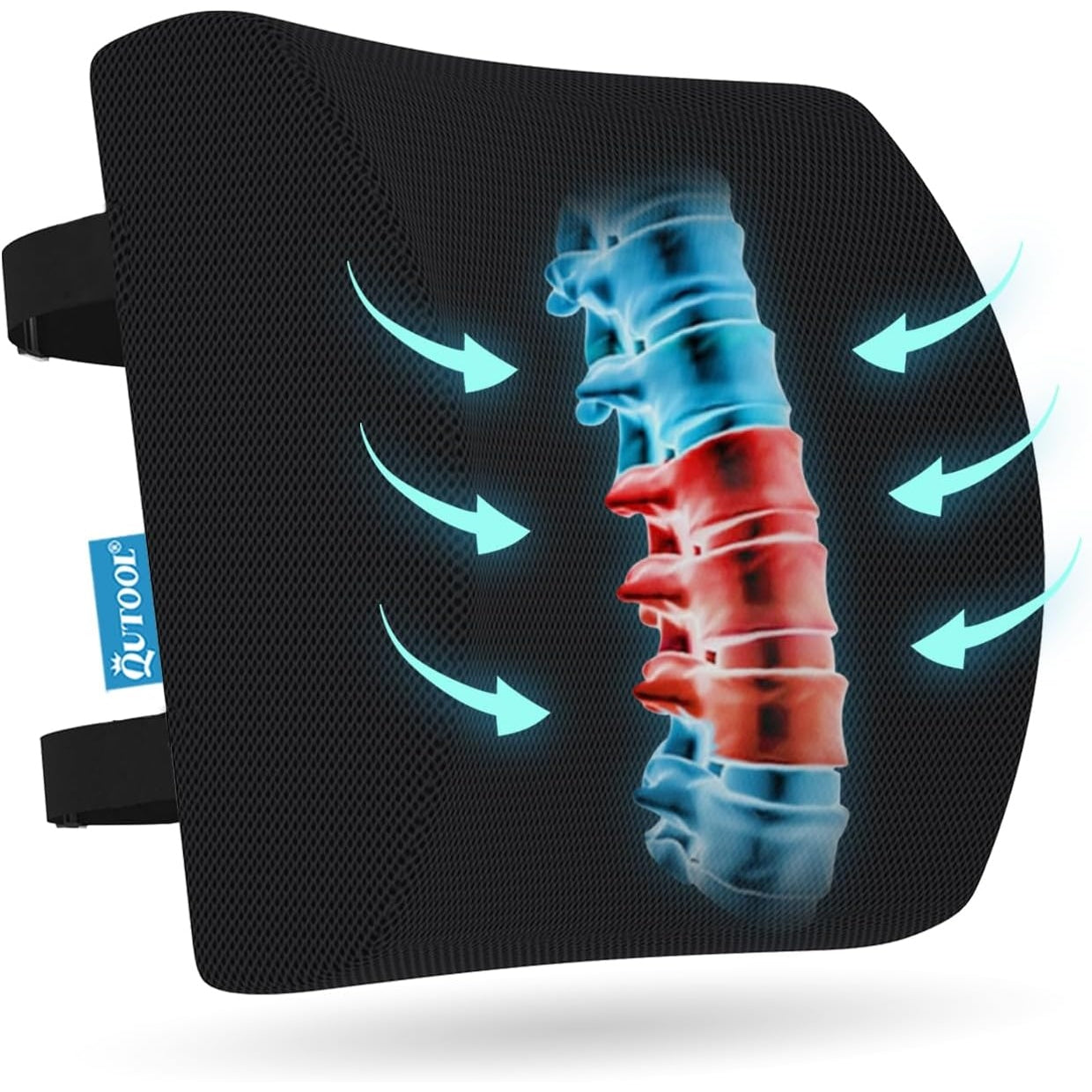 Lumbar Support Pillow for Office Chair Back Support Pillow for Car, Computer, Gaming Chair, Recliner Memory Foam Back Cushion for Pain Relief Improve Posture, Mesh Cover Double Adjustable Straps - Medaid International