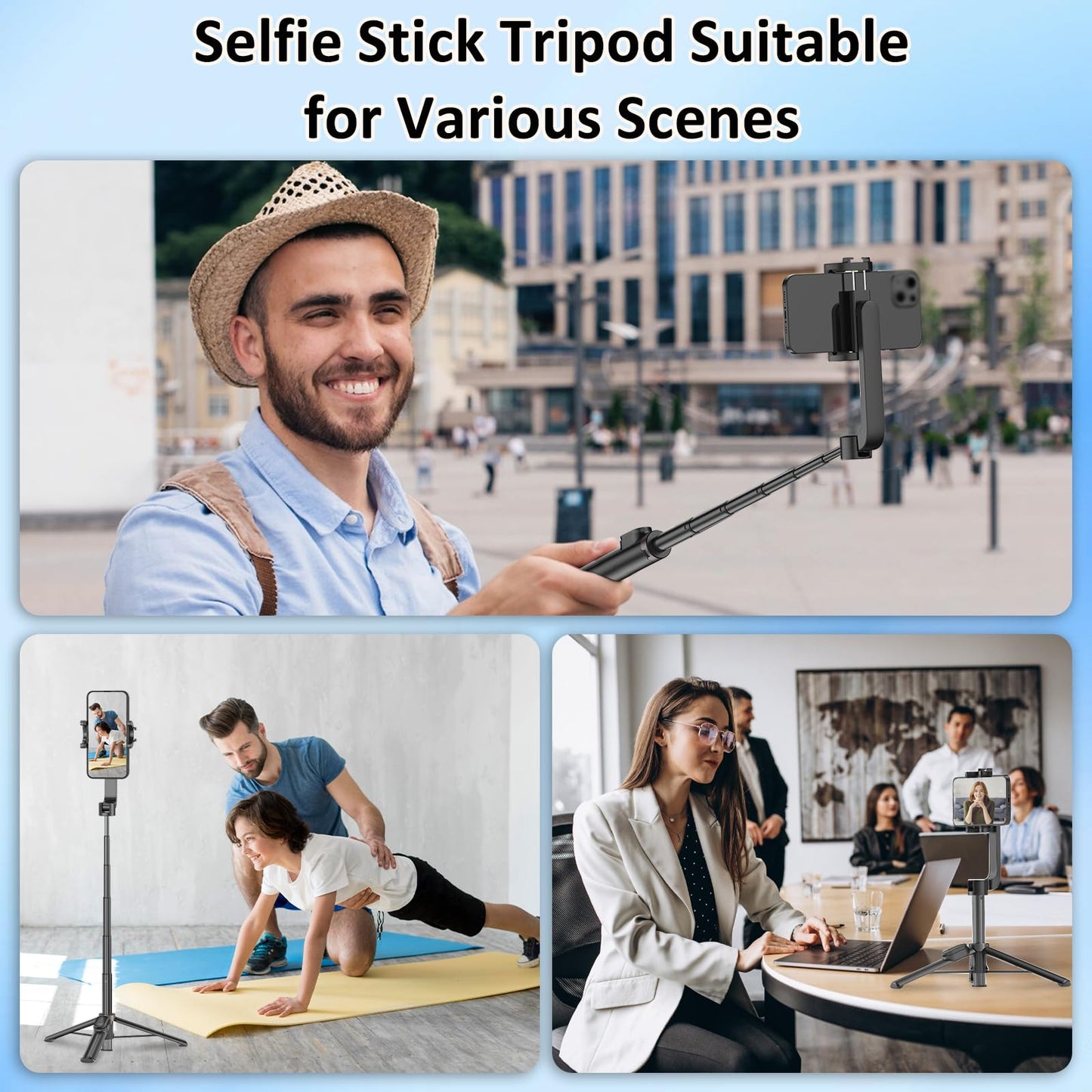 TONEOF Mini Selfie Stick Tripod, Cellphone Tripod Stand with Remote, Phone Tripod Stand Portable for Group Selfie/Live Streaming/Video Recording Compatible with All Smartphone - Medaid International