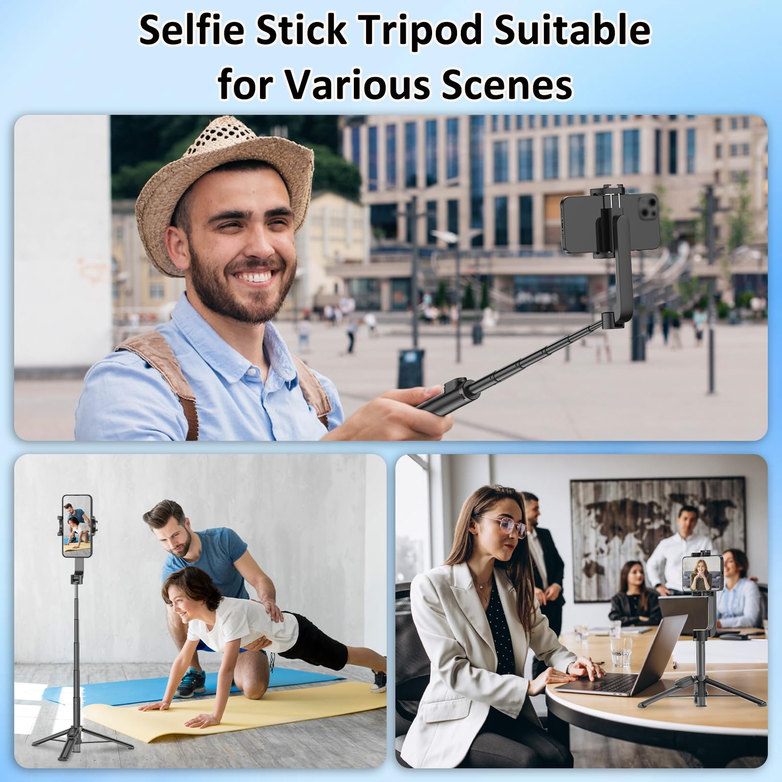 TONEOF Mini Selfie Stick Tripod, Cellphone Tripod Stand with Remote, Phone Tripod Stand Portable for Group Selfie/Live Streaming/Video Recording Compatible with All Smartphone - Medaid International