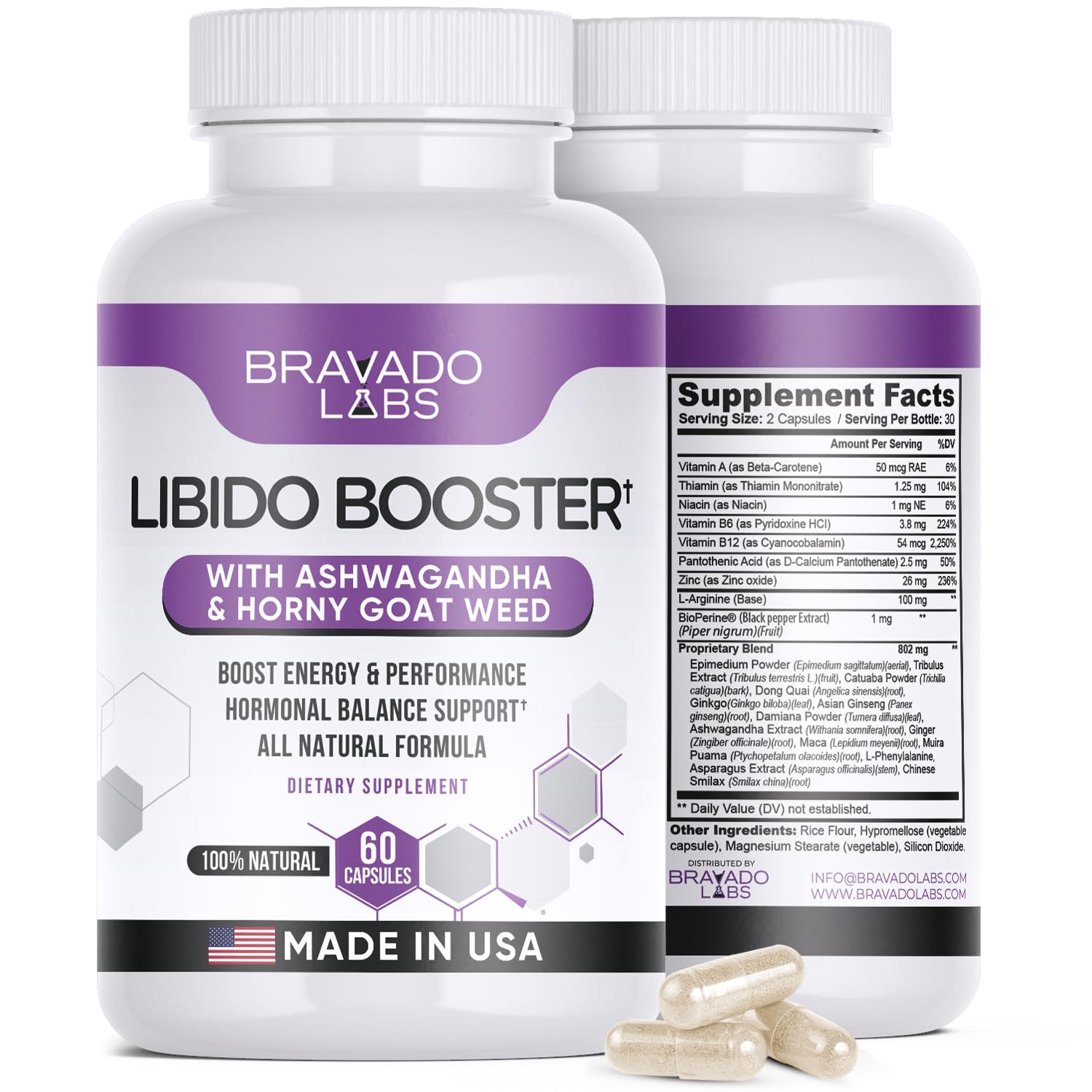 Bravado Labs Women’s Herbal Energy Supplement with Maca, Ashwagandha & Dong Quai – Plant-Based Capsules for Daily Balance, Focus & Wellness – 60 Vegan Capsules - Medaid International