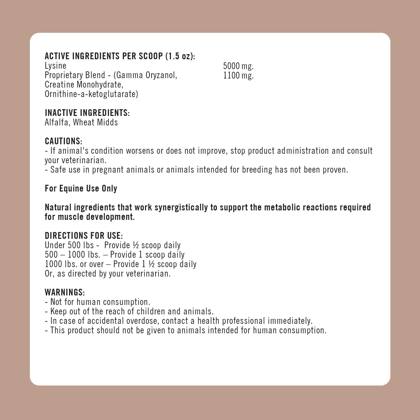 Formula 707 MuscleMx Equine Supplement, 10 lb Bag – Conditioning Support and Muscle Builder for Horses with Lysine, Gamma Oryzanol, Creatine & OKG - Medaid International