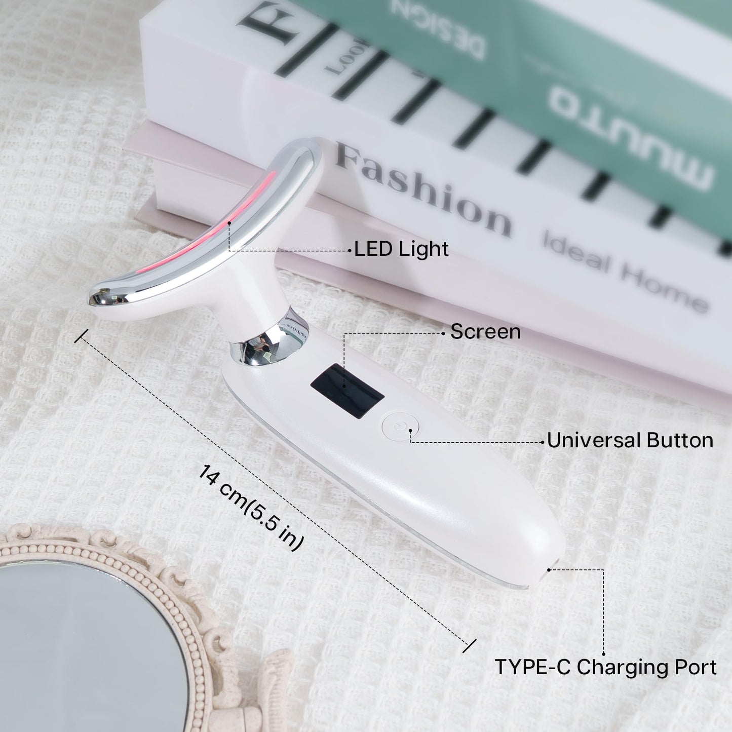 VRAIKO Lilac 7-in-1 Beauty Massager for Face and Neck - Jawline Lifting & Firming - Face Lymphatic Drainage Massager for Anti Aging Wrinkle, Forehead Lines, and Dark Circles, White - Medaid International