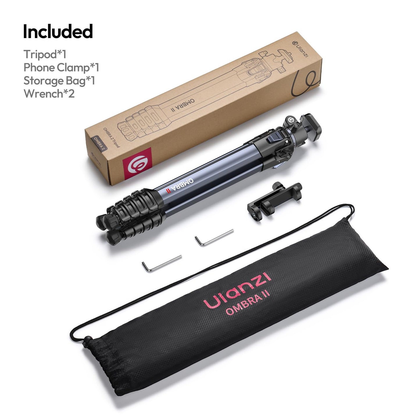 ULANZI Ombra ⅡCamera Tripod 61.5 Inch, 360° Ball Head Travel Tripod Stand with Uka Quick Release Plate for DSLR Sony Canon Fujifilm Camera Smartphone Vlogging Photography with Phone Mount Carry Bag - Medaid International