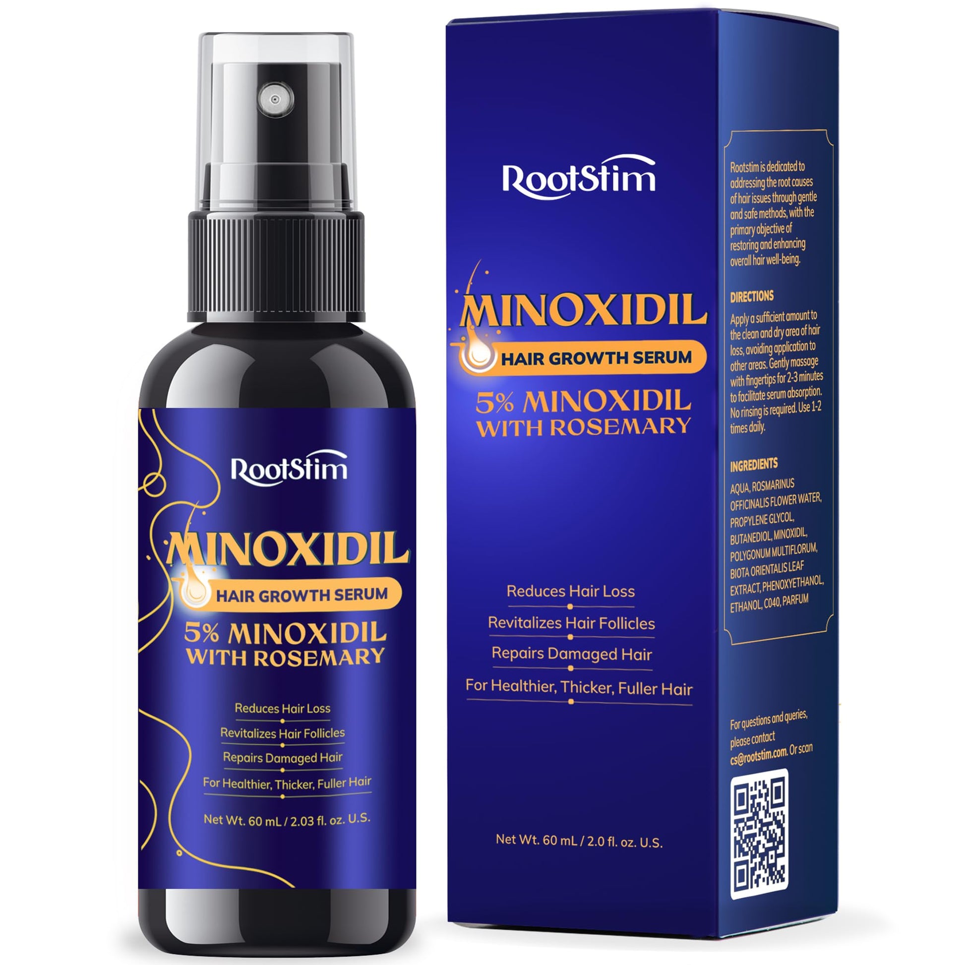 5% Minoxidil Hair Growth for Men and Women: Extra Strength Minoxidil Hair Loss Treatment Serum with Rosemary for Faster Stronger Thicker Hair Growth 60ML - Medaid International