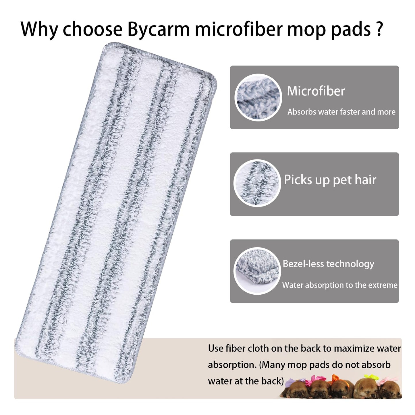 Bycarm Flat Mop Pads Compatible with Joymop, Joymoop Mop Replacement Pads for Joy 13 inch Flat Moop, Washable Squeeze Microfiber Mop pad for Floor Cleaning(8 Pack Refill, 13"X 4.9") - Medaid International