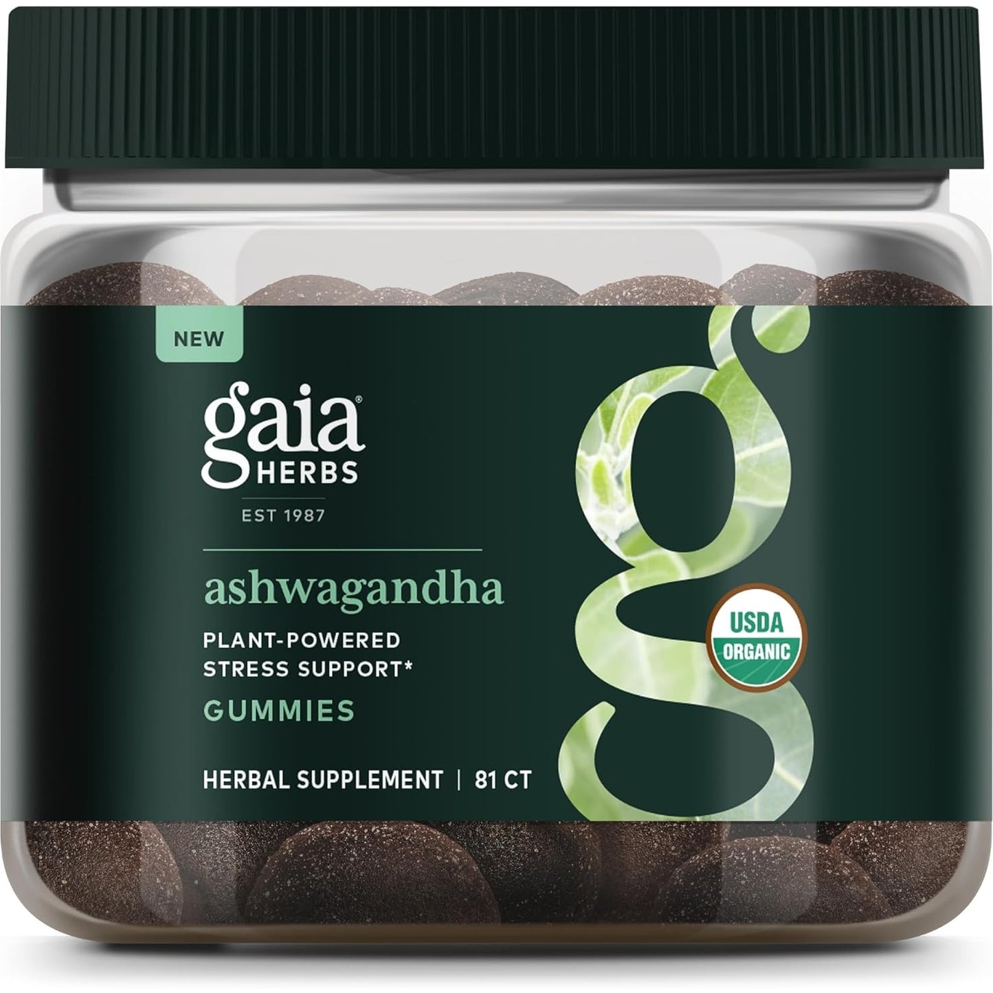 Gaia Herbs Organic Ashwagandha Gummies, Stress Support, Cinnamon, Ginger, Gluten Free, Vegan, 81 Count - Medaid International