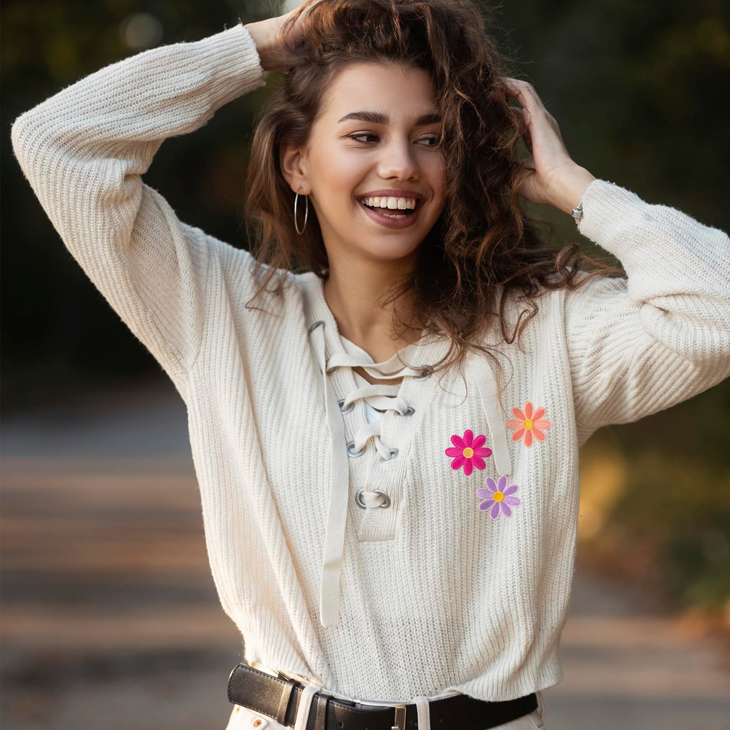 14 Pcs Flower Iron on Patches, Cute Daisy Flower Applique Patch, Sew On Embroidered Applique Sewing Patches for Bags, Jackets, Jeans, Clothes DIY Patches, 1.57x1.57inch, 7 Colors - Medaid International