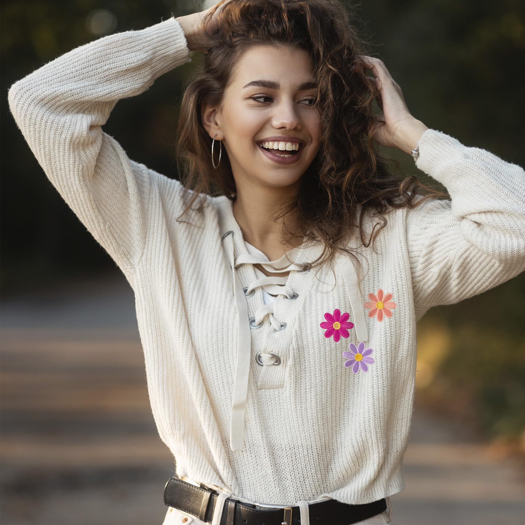 14 Pcs Flower Iron on Patches, Cute Daisy Flower Applique Patch, Sew On Embroidered Applique Sewing Patches for Bags, Jackets, Jeans, Clothes DIY Patches, 1.57x1.57inch, 7 Colors - Medaid International