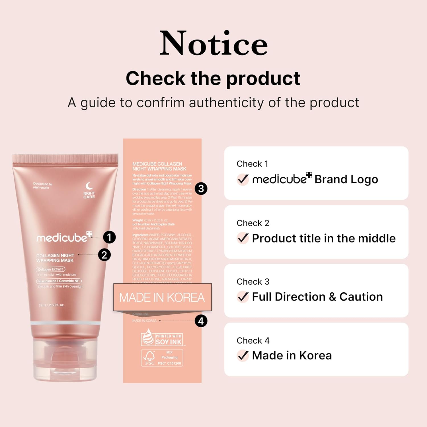medicube Collagen Overnight Wrapping Peel Off Facial Mask Pack - Elasticity & Hydration Care, Reduces Sagging & Dullness - Hydrolyzed Collagen For Glowing Skin - Korean Skin Care, 2.53 fl.oz - Medaid
