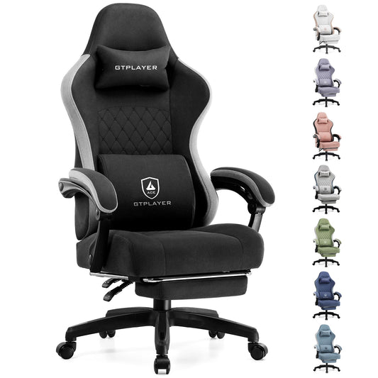 GTPLAYER Gaming Chair, Computer Office Chair with Pocket Spring Cushion, Linkage Armrests and Footrest, High Back Ergonomic Computer Chair with Lumbar Support Task Chair with Footrest(Black) - Medaid International
