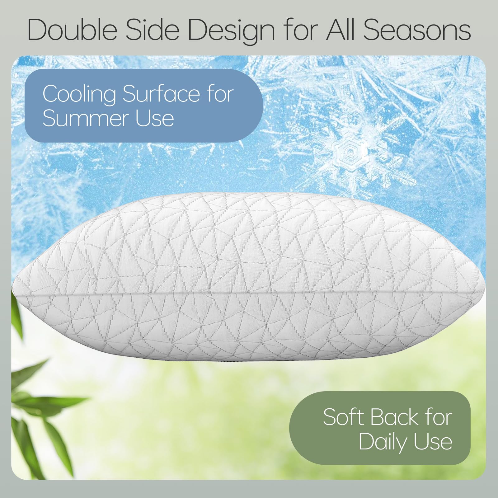 CushyOasis Shredded Memory Foam Pillows, Bed Pillows for Sleeping, Queen Size Pillows, Cooling Pillow, Stomach and Back Sleepers with Removable Washable Pillowcase (Queen*1) - Medaid International