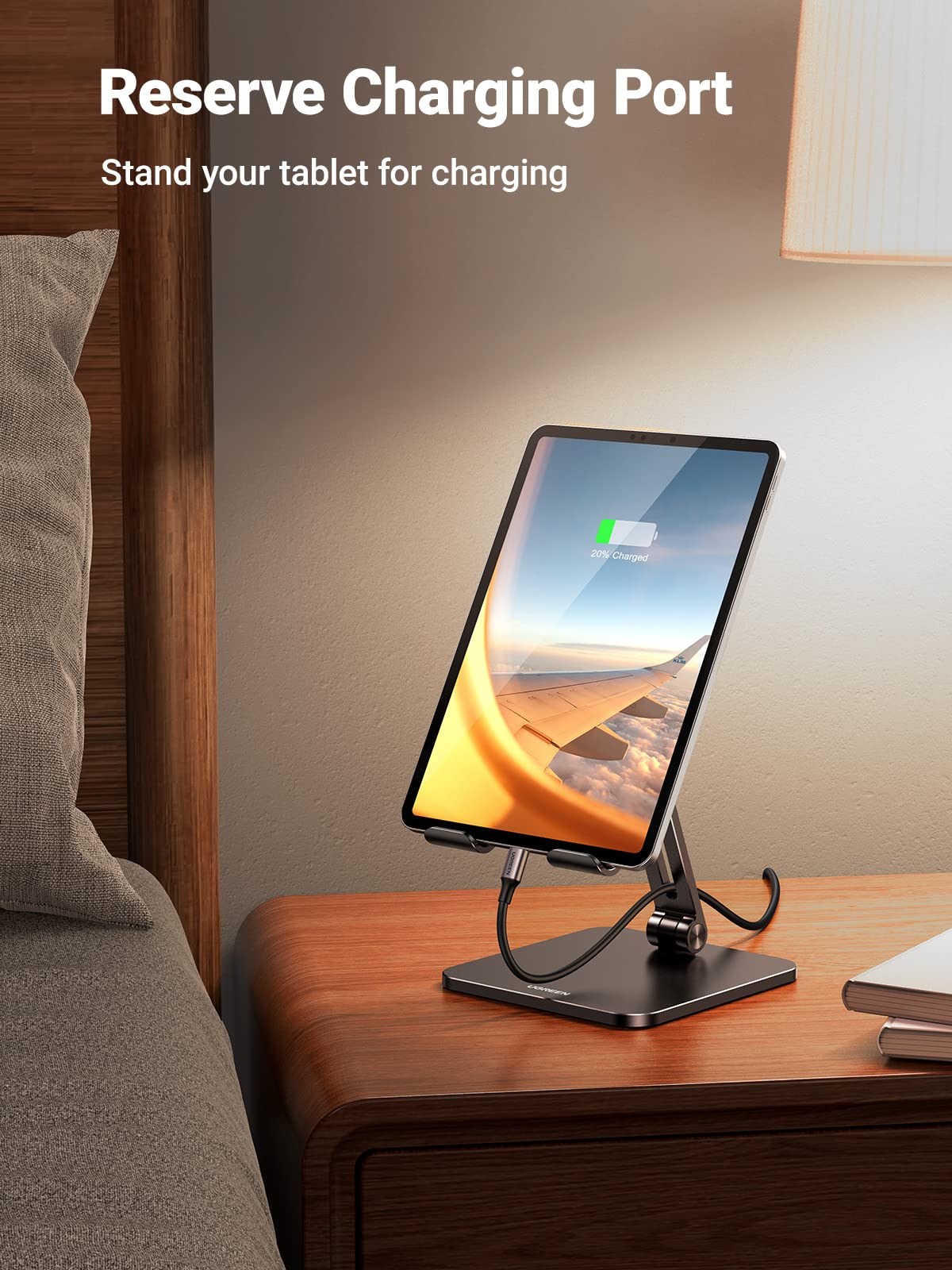 UGREEN Tablet Stand Compatible for iPad Desk Stand Holder Adjustable Aluminum Thicker Base Compatible with iPad Pro Air Mini 13 12.9 11 Inch Home Office Desk Accessories Black - Medaid International