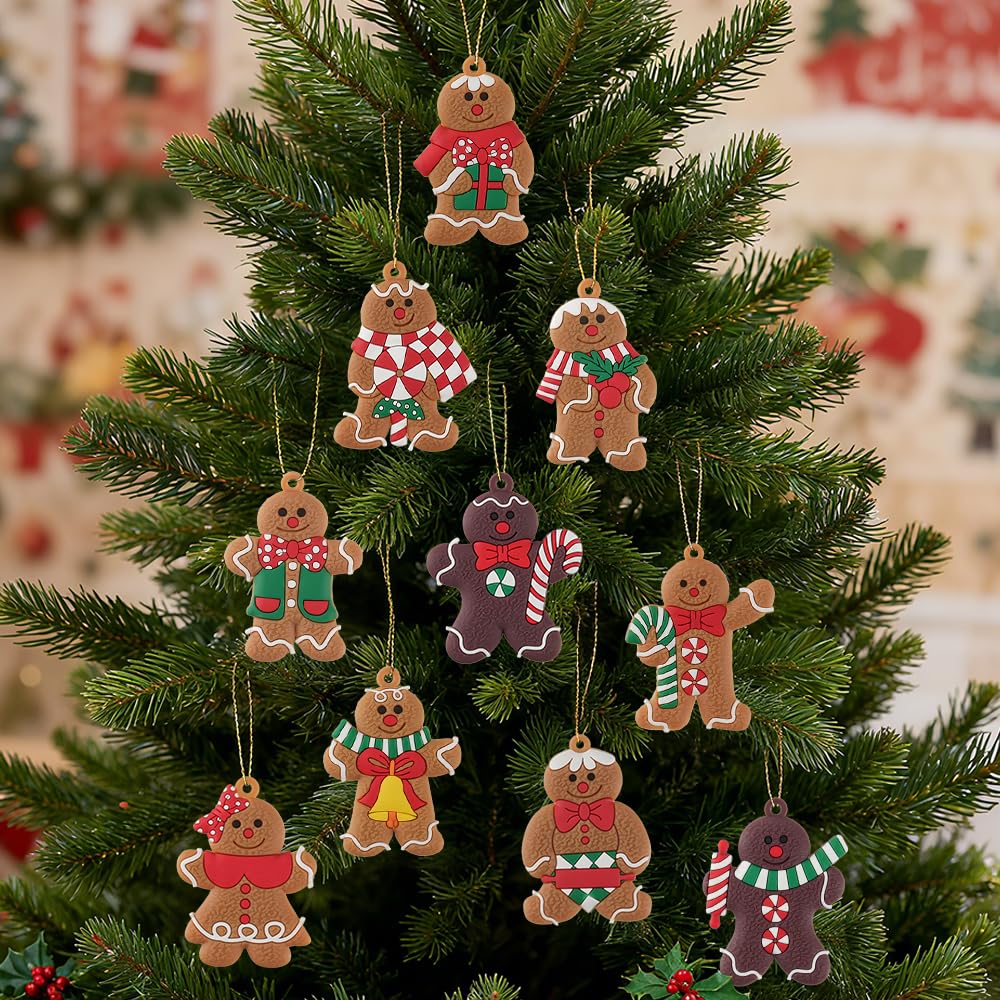 10Pcs Christmas Hanging Ornaments, Cute Snowman & Santa Figurines Decor, Festive Xmas Tree Hanging Decor for Holiday Party and DIY Crafts - Medaid International