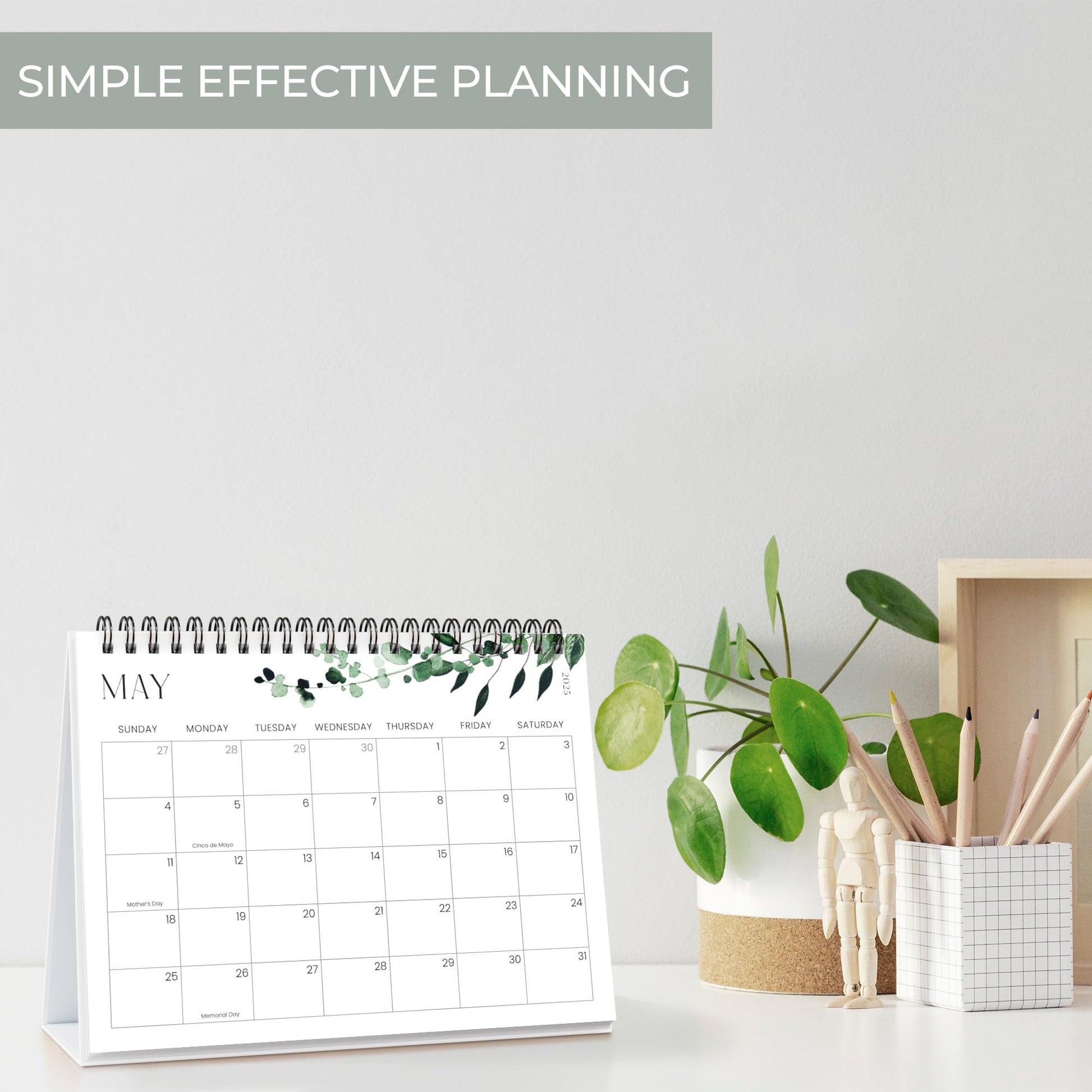 Aesthetic Desk Calendar 2025 - Runs until June 2026 - Beautiful Small Flip Desktop Calendar for Easy Organizing - Medaid International