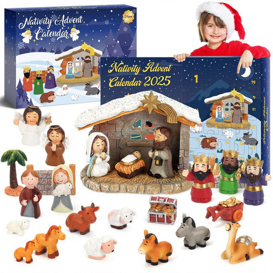 Nativity Advent Calendar 2025 for Kids - 24 Days of Nativity Set for Kids - Toddler Advent Calendar for Boys & Girls - Christmas Countdown Calendar Gifts for Children Ages 1 2 3 4 5+ - Medaid International
