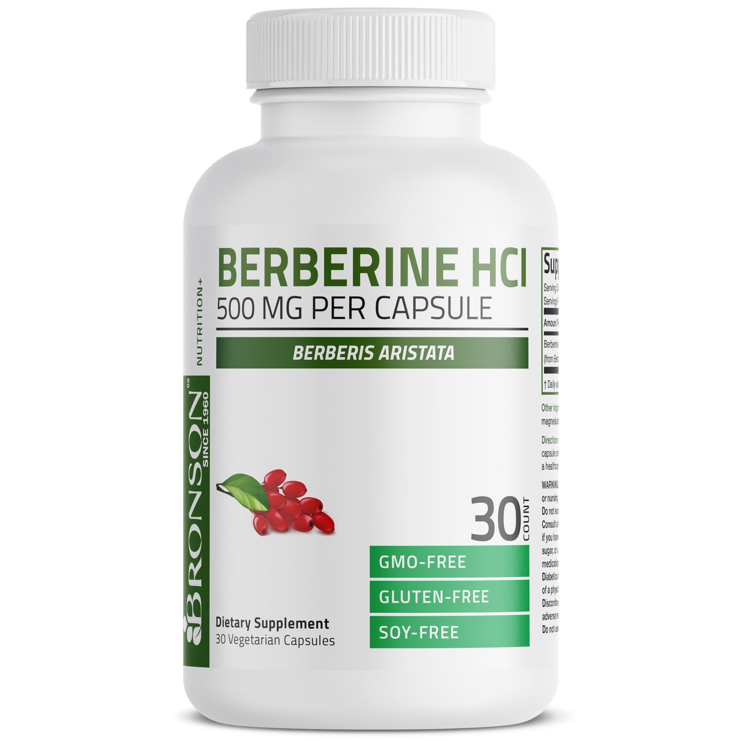 Bronson Berberine As Berberine HCI Berberis Aristata 500mg Per Vegetarian Capsule Non-GMO, 30 Vegetarian Capsules - Medaid International