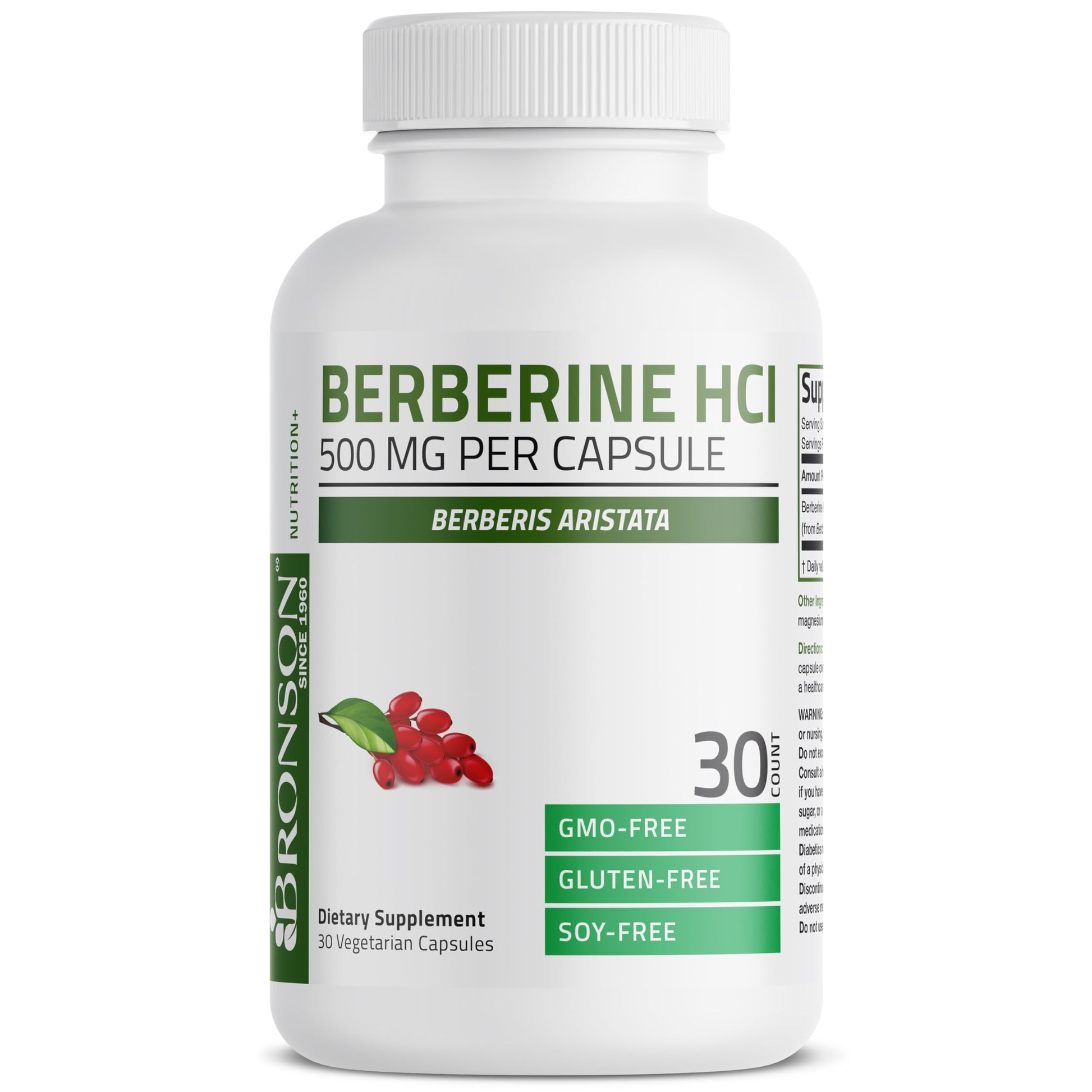 Bronson Berberine As Berberine HCI Berberis Aristata 500mg Per Vegetarian Capsule Non-GMO, 30 Vegetarian Capsules - Medaid International