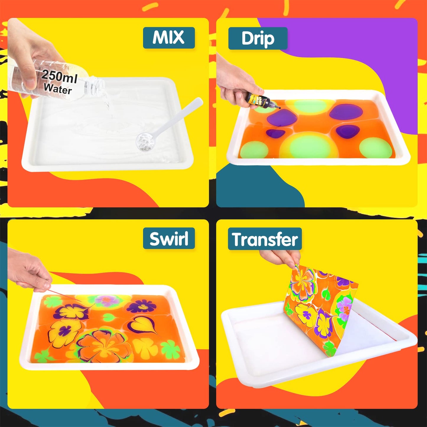 Water Marbling Paint for Kids - Arts and Crafts for Girls & Boys Crafts Kits Ideal Gifts for Kids Age 6-8 8-12 - Medaid International