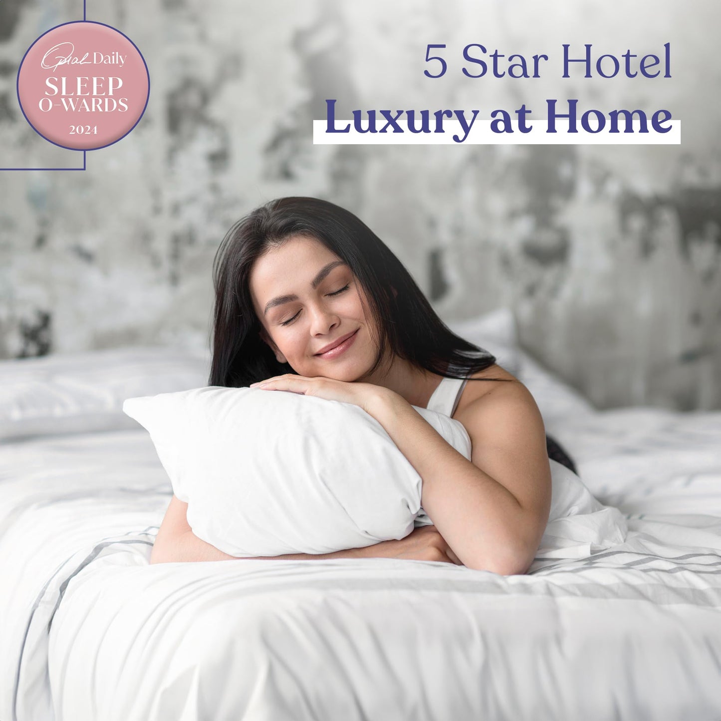 FluffCo Zen Fluff Down Standard/Queen Pillow with 600 Fill Power White Duck Down Stomach Sleeper Pillows - Luxury Hotel Quality 300 Thread Count - 100% Cotton Feather Pillows (Soft Queen Size 1 Pack) - Medaid International